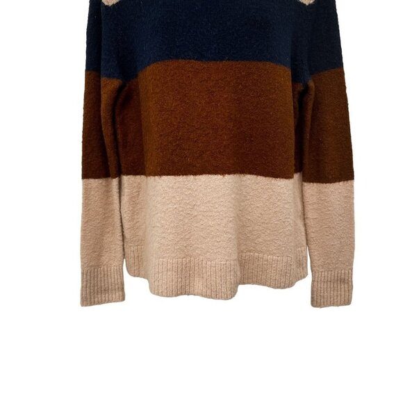 American Eagle Color Block Fuzzy Striped Cozy Long Sleeve Knit Sweater Top - Picture 4 of 6